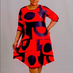 Red and black dress swing dress